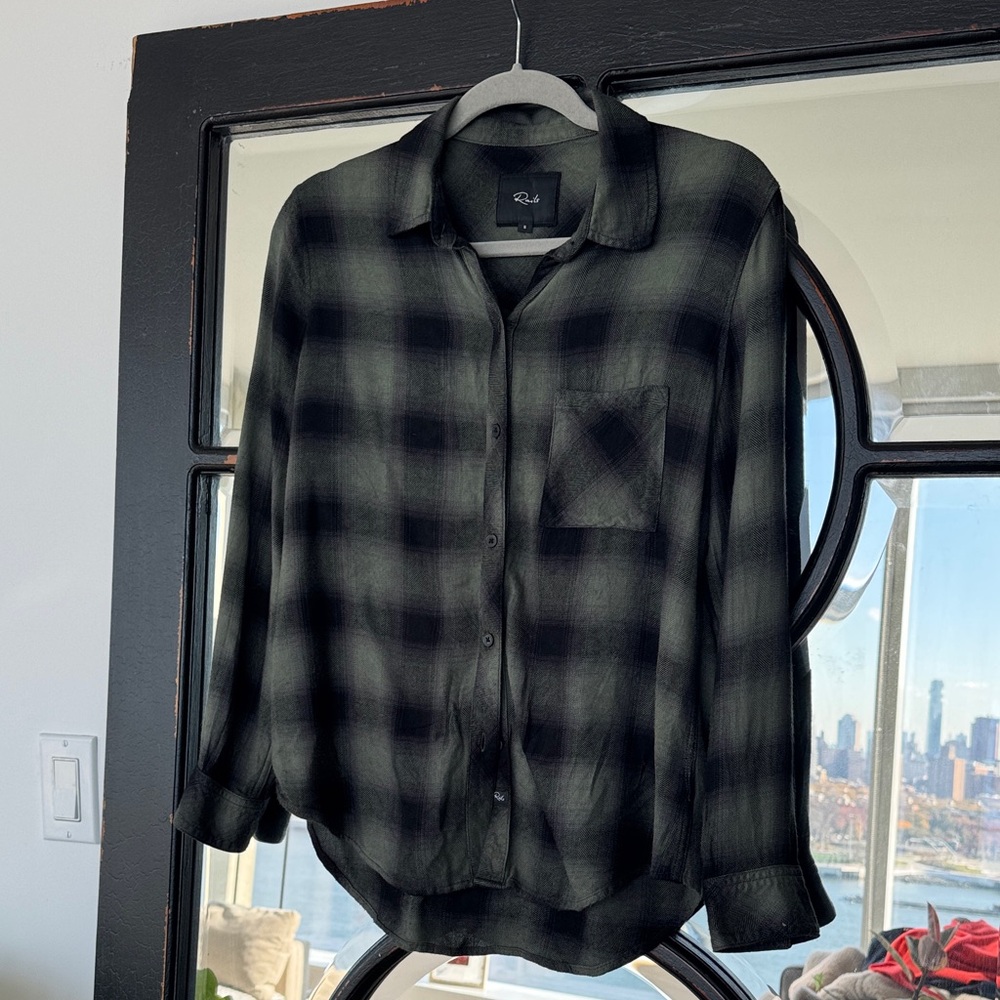 Rails Black and Green Plaid Shirt